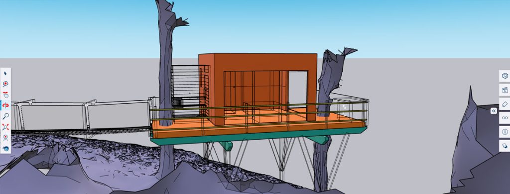Plans 3D d'une cabane perchée sur SketchUp